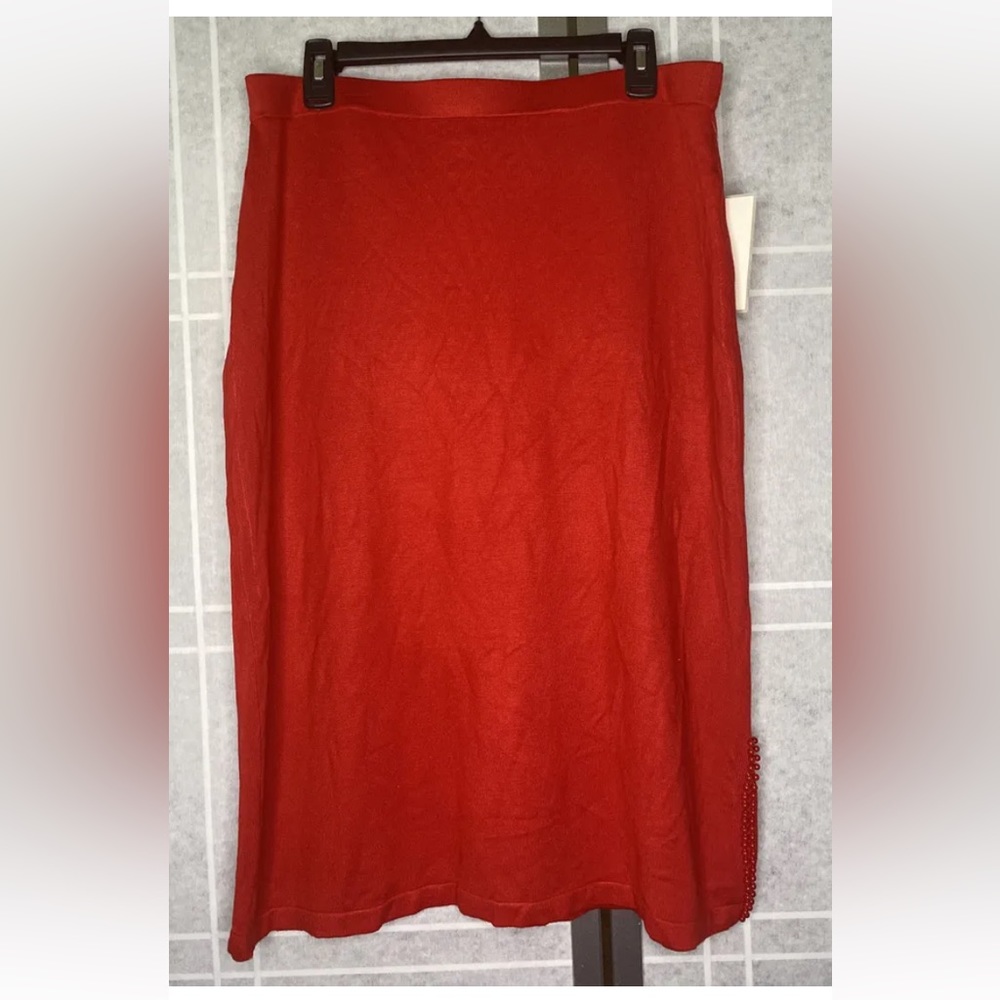 New Calligraphie Knit Sweater Pencil Skirt Size L Red